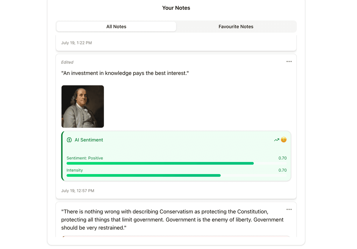 Sokrati note with sentiment analysis